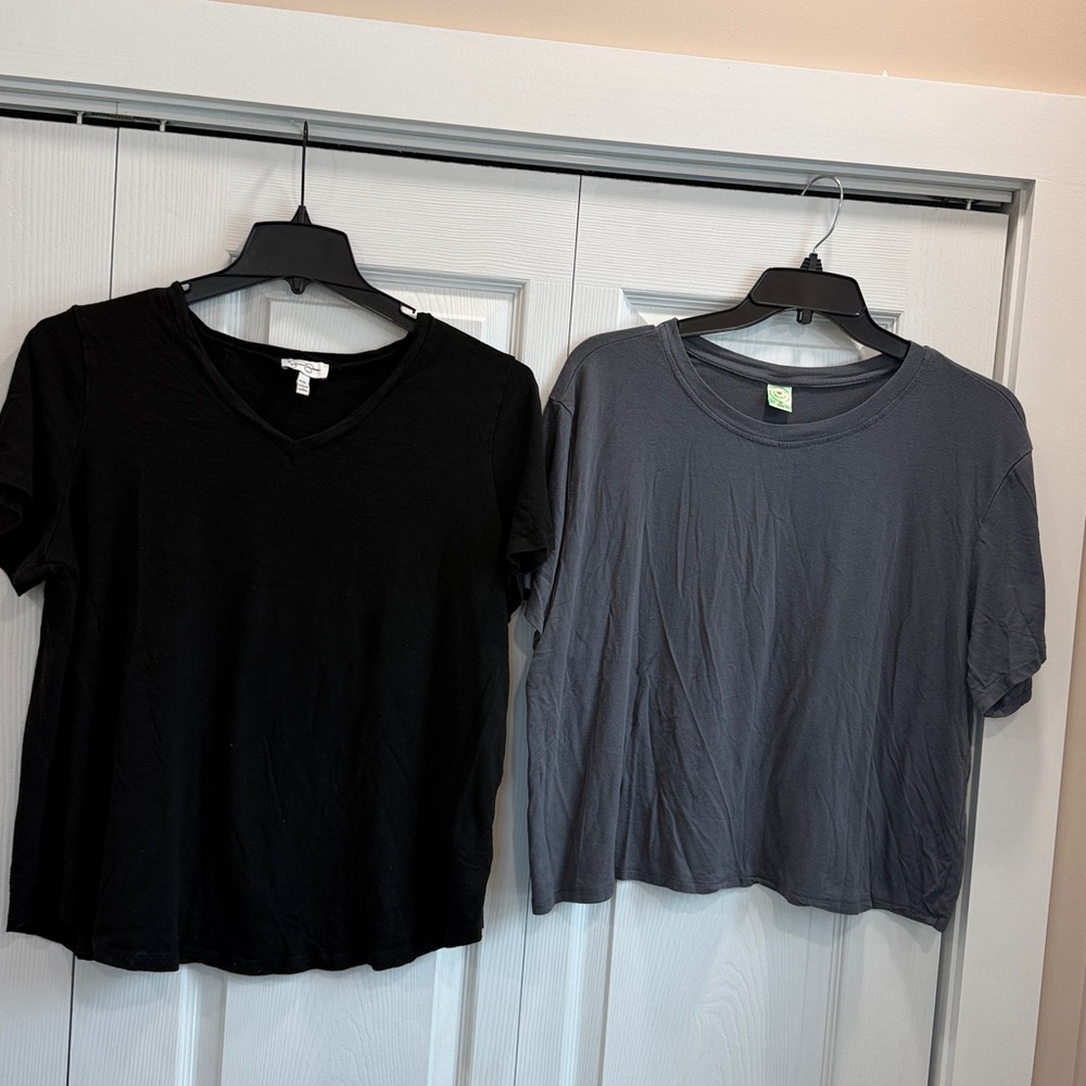 Jessica Simpson Women's Flutter Sleeve Tee V-Neck T-Shirt XXL+ Honeydew Gray XXL